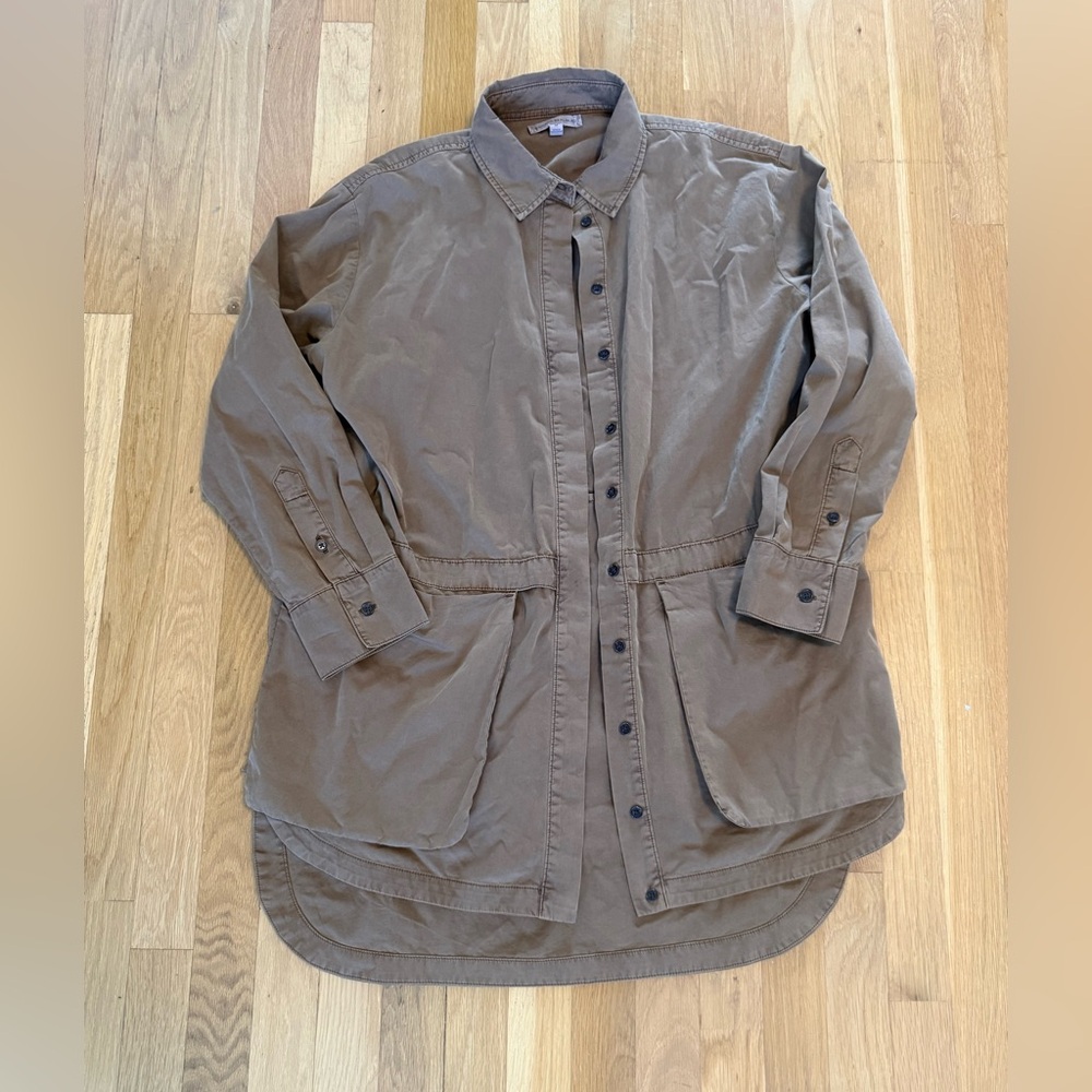 COTTON TWILL UTILITY TUNIC Beige Tan Banana Republic Button down jacket M - Picture 6 of 15